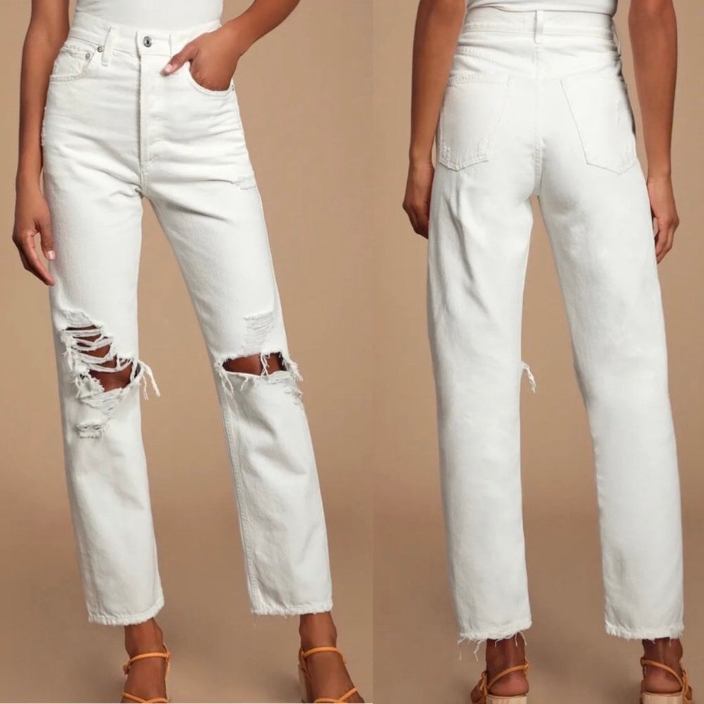 Agolde 90’s Mid Rise Loose Fit Jeans in Vanish White (27) NWT